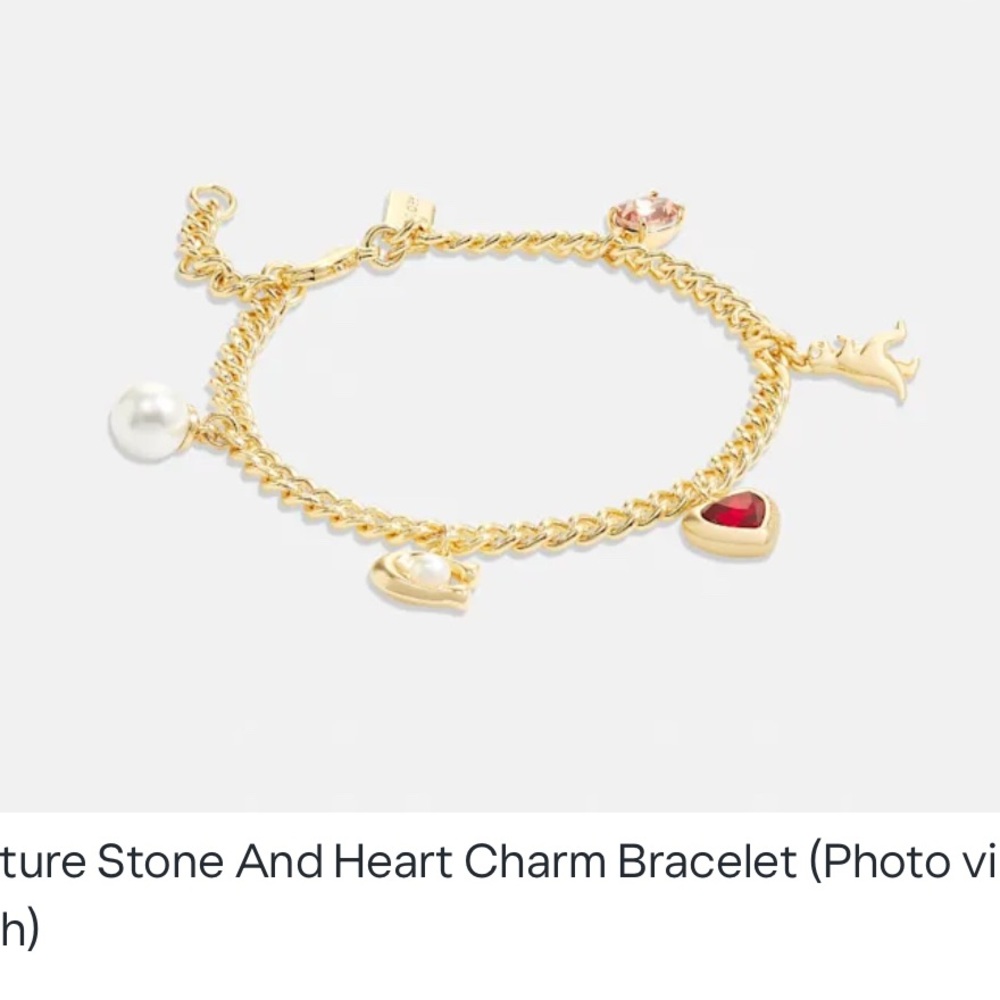 Coach Gold Bracelet with Red and Pearl Charms